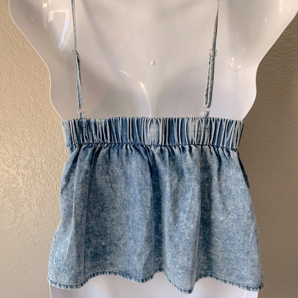 PROMESA Chambray Boho Fairy Top Of The World Pleated Cami Crop Top Size S - Picture 5 of 6